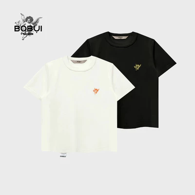 Áo thun Baby Vải Slub BOBUI Basic thêu logo Angel