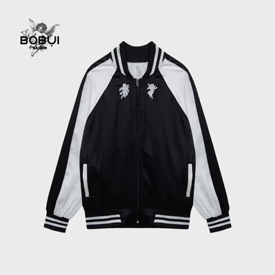 Áo khoác bomber Lưu niệm (Sukajan-Souvenir) 2 mặt đảo ngược thêu biểu tượng Thiên thần Love Peace