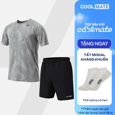 [TẶNG TẤT]Set thể thao nam Áo thun Jacquard Seamless + Quần short 7 inch Thoáng khí thấm hút Coolmate