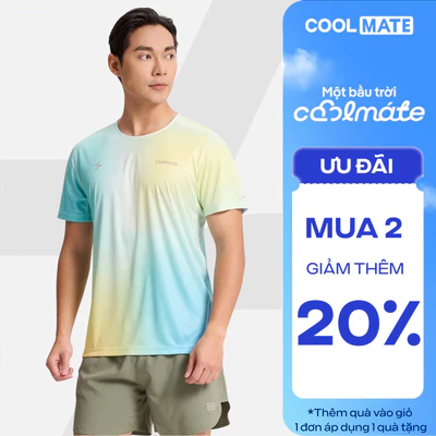 [MUA 2 GIẢM 20%]Áo Thun thể thao nam chạy bộ Running Graphic Blue Gradient siêu nhẹ, nhanh khô, thoáng khí Coolmate