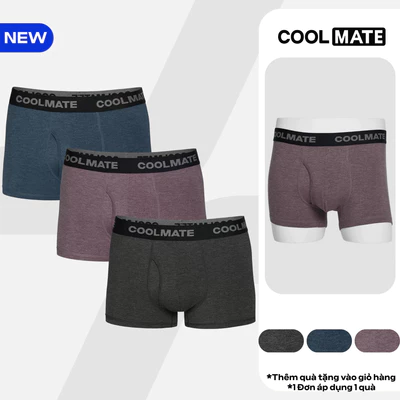 [MUA 3 TẶNG 1]Combo 3 Quần Lót Nam Trunk Bamboo Melange Logo khe moi kháng khuẩn, thoáng mát, thấm hút Coolmate