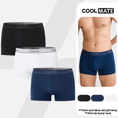 [MUA 3 TẶNG 1]Combo 3 Quần Lót Trunk Cotton Stretch vải mềm mịn, thấm hút, thoáng khi cạp dệt logo Coolmate