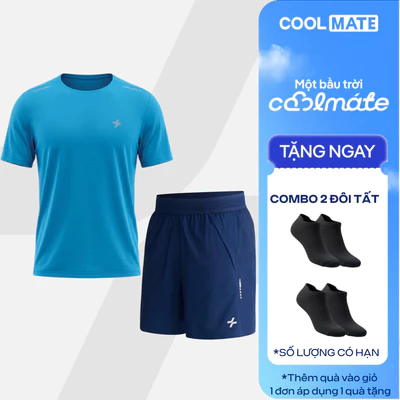 [TẶNG COMBO 2 ĐÔI TẤT]Set đồ thể thao nam chạy bộ Áo Thun Essentials+ Quần short Swift Run thoáng khí thoải mái Coolmate