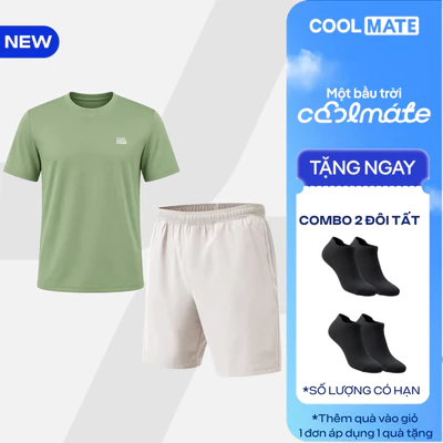 [TẶNG COMBO 2 ĐÔI TẤT]Set thể thao tập gym,Pickleball nam Áo Thun Essential + Quần Short 7inch thoáng khí Coolmate