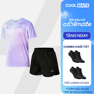 [TẶNG COMBO 2 ĐÔI TẤT]Set đồ thể thao Áo Thun Graphic Quần short Maxcool thấm hút tốt, set Chạy bộ Coolmate