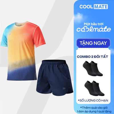 [TẶNG COMBO 2 ĐÔI TẤT]Set thể thao đa năng Premium áo Graphic AirFlow Quần short Maxcool, set chạy bộ Coolmate