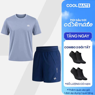 [TẶNG COMBO 2 ĐÔI TẤT]Set thể thao nam tập gym, chạy bộ Áo Thun Essential Quần Short Swift Run thoáng khí Coolmate