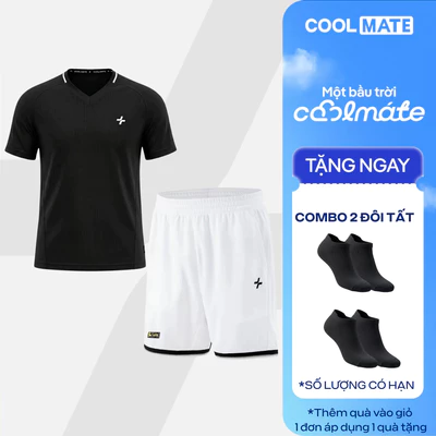 [TẶNG COMBO 2 ĐÔI TẤT]Set đồ bộ thể thao nam Pickleball Áo thun cổ V và Quần short Essentials Nhanh khô Coolmate