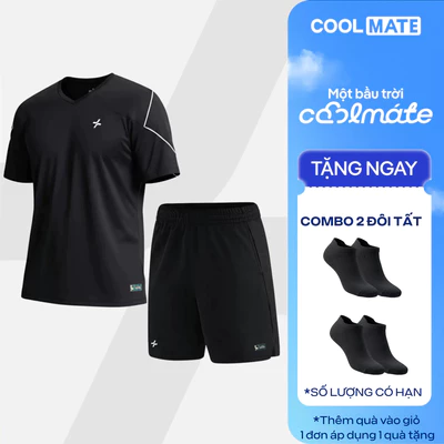 [TẶNG COMBO 2 ĐÔI TẤT]Set thể thao nam Pickleball Áo Dinkshot thun cổ V + Quần short Exdry thoáng khí Coolmate