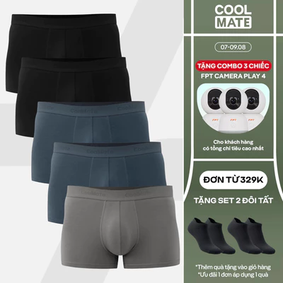 [TẶNG COMBO TẤT ĐƠN 329K]Combo 5 quần lót sịp nam Trunk Cotton co giãn thoải mái Coolmate
