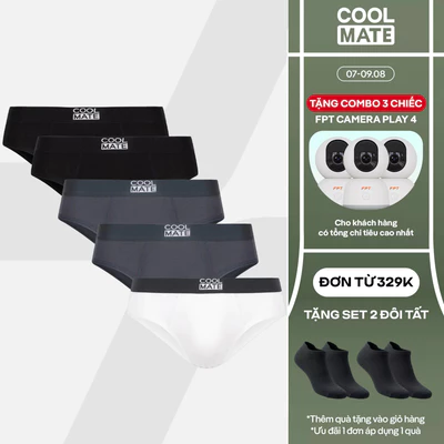 [TẶNG COMBO TẤT ĐƠN 329K]Combo 5 Quần lót nam Tam Giác Brief Bamboo kháng khuẩn Coolmate