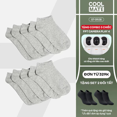 [TẶNG COMBO TẤT ĐƠN 329K]Combo Pack 10 Đôi tất cổ ngắn Coolmate Basics Coolmate