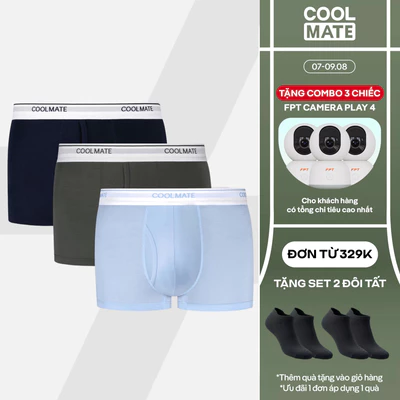 [TẶNG COMBO TẤT ĐƠN 329K]Combo 03 quần lót nam khe moi Bamboo Trunk kháng khuẩn Coolmate