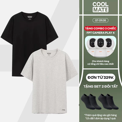 [TẶNG COMBO TẤT ĐƠN 329K]Combo 2 áo thun nam Cotton Compact phiên bản Premium chống nhăn Coolmate