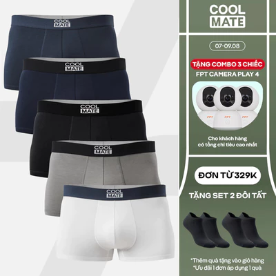 [TẶNG COMBO TẤT ĐƠN 329K]Combo 5 quần lót sịp nam trunk bamboo mềm mại, kháng khuẩn, thấm hút Coolmate [Màu ngẫu nhiên]