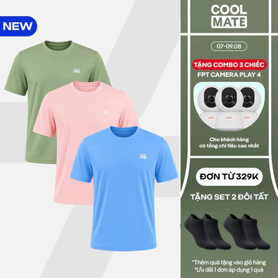 [TẶNG COMBO TẤT ĐƠN 329K]Combo 03 Áo thun thể thao nam Promax, Essentials đa năng tập Gym, chạy bộ, Pickleball Coolmate