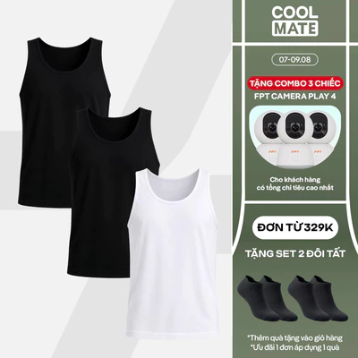 [TẶNG COMBO TẤT ĐƠN 329K]Combo 3 Áo Tanktop nam Regular Fit Cotton poly 180gsm mềm mại, chất mát, thoáng khí Coolmate