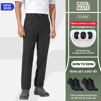 [TẶNG COMBO TẤT ĐƠN 329K]Quần dài Outdoor Function Pants có đai túi khoá đa năng co giãn, quần leo núi trekking Coolmate