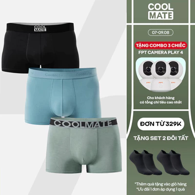 [TẶNG COMBO TẤT ĐƠN 329K]Combo 3 quần lót nam siêu kháng khuẩn Trunk Bamboo, Lenzing Modal thấm hút, nhanh khô Coolmate