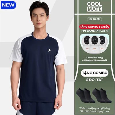 [MỚI-TẶNG COMBO 2 TẤT]Áo thun Tshirt cầu lông nam side line smash energy thoáng mát, thấm hút, nhanh khô Coolmate