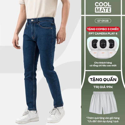 [TẶNG QUẦN 99K]Quần Jeans Nam Basics dáng Slim fit bền bỉ, vừa vặn tôn dáng, quần đi làm đi chơi dạo phố Coolmate