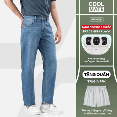 Quần Jeans Basics dáng suông rộng Regular Straight dày dặn, quần đi làm đi chơi Coolmate