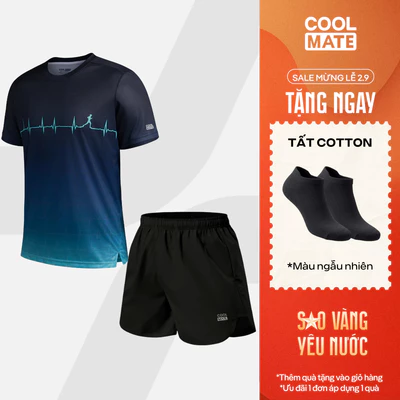 [TẶNG TẤT]Set đồ chạy bộ Áo Thun Nam thể thao graphic và Quần short Maxcool 5inch thoáng khí, thoải mái Coolmate