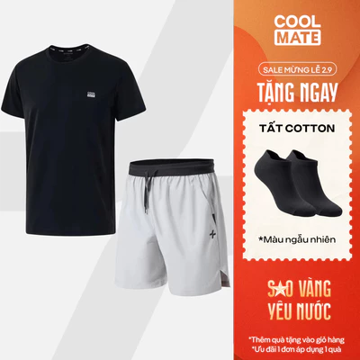 [TẶNG TẤT]Set thể thao nam Áo Thun Promax-S1 + Quần 6 inch đai siêu co giãn, set Pickleball Coolmate
