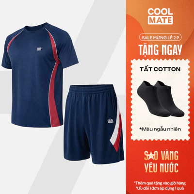 [TẶNG TẤT]Set thể thao Pickleball nam Áo thun Teamwear Quần Promax Flexline Active thoáng khí Coolmate
