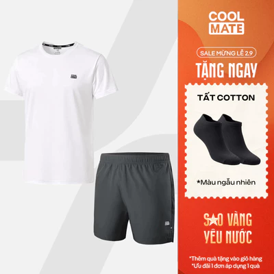 [TẶNG TẤT]Set thể thao Áo thun Promax và Shorts 5inch Essentials thoáng khí set tập Gym đa năng Coolmate