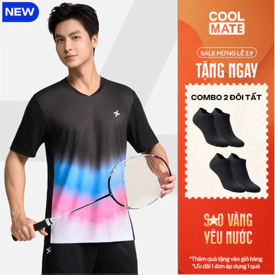 [MỚI-TẶNG COMBO 2 TẤT]Áo thun T-shirt cầu lông nam Graphic Faded Smash Energy chất mát, thoáng khí, nhanh khô Coolmate