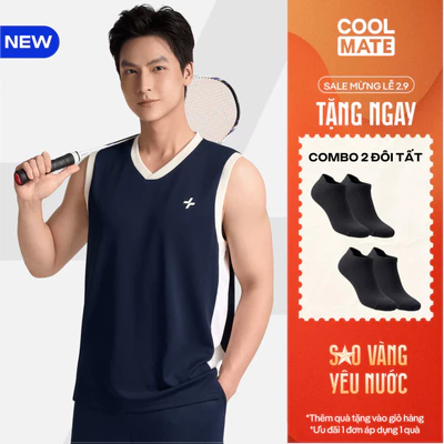 [TẶNG COMBO2TẤT ]Áo sát nách Tanktop cổ V cầu lông Slide Flow Smash Energy thoáng mát nhanh khô, hạn chế ma sát Coolmate