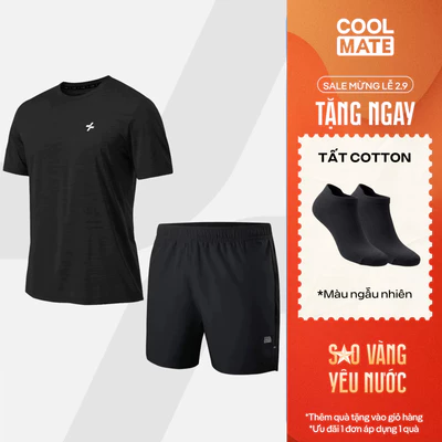 [TẶNG TẤT]Set GYM Áo thun thể thao Melange Exdry và Quần Short 5 inch Essentials co giãn Coolmate