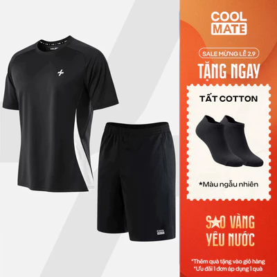 [TẶNG TẤT]Set thể thao Pickleball Áo thun Promax Sideflow Quần shorts Thoáng khí thấm hút Coolmate