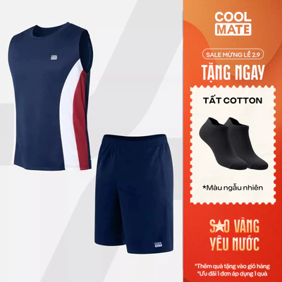 [TẶNG TẤT]Set đồ thể thao nam Áo sát nách teamwear Flexline Active và Quần Promax thấm hút tốt Coolmate