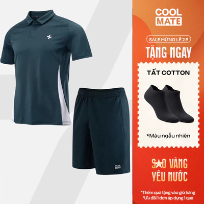 [TẶNG TẤT]Set đồ bộ thể thao nam Promax Áo Polo Sideflow Quần Shorts thoáng khí, thấm hút tốt Coolmate