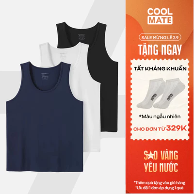 [TẶNG TẤT ĐƠN 329K]Combo Pack 3 Áo ba lỗ mặc nhà thoải mái, nhẹ, thấm hút tốt Coolmate
