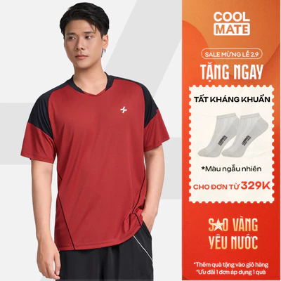 [TẶNG TẤT ĐƠN 329K]Áo thun nam thể thao pickleball tennis phối bo cổ co giãn thấm hút tốt nhanh khô Coolmate