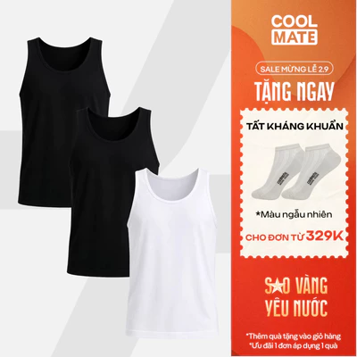 [TẶNG TẤT ĐƠN 329K]Combo 3 Áo Tanktop nam Regular Fit Cotton poly 180gsm mềm mại, chất mát, thoáng khí Coolmate