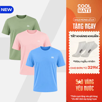 [TẶNG TẤT ĐƠN 329K]Combo 03 Áo thun thể thao nam Promax, Essentials đa năng tập Gym, chạy bộ, Pickleball Coolmate