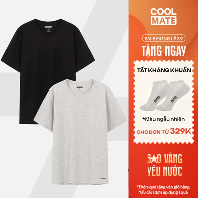 [TẶNG TẤT ĐƠN 329K]Combo 2 áo thun nam Cotton Compact phiên bản Premium chống nhăn Coolmate
