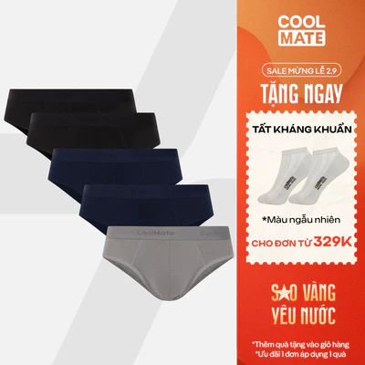 [TẶNG TẤT ĐƠN 329K]Combo 5 quần lót nam tam giác Cotton Coolmate (màu ngẫu nhiên)