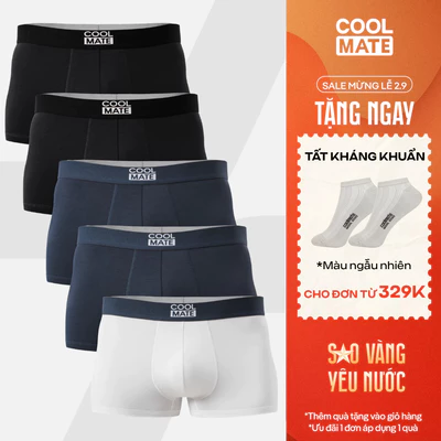 [TẶNG TẤT ĐƠN 329K]Combo 5 quần lót sịp nam trunk bamboo mềm mại, kháng khuẩn, thấm hút Coolmate [Màu ngẫu nhiên]