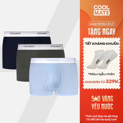 [TẶNG TẤT ĐƠN 329K]Combo 03 quần lót nam khe moi Bamboo Trunk kháng khuẩn Coolmate