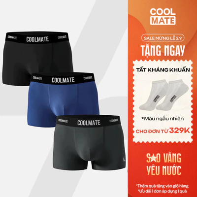[TẶNG TẤT ĐƠN 329K]Combo 3 quần lót Trunk Excool Clean Cut mát mẻ, co giãn, siêu thấm hút Coolmate