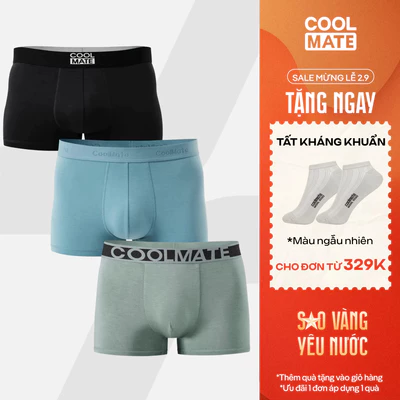 [TẶNG TẤT ĐƠN 329K]Combo 3 quần lót nam siêu kháng khuẩn Trunk Bamboo, Lenzing Modal thấm hút, nhanh khô Coolmate
