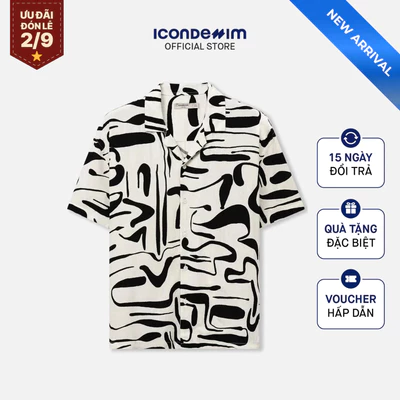 Áo Sơ Mi Nam Tay Ngắn ICONDENIM Cuban Fluid Mark Form Relaxed SMID0403