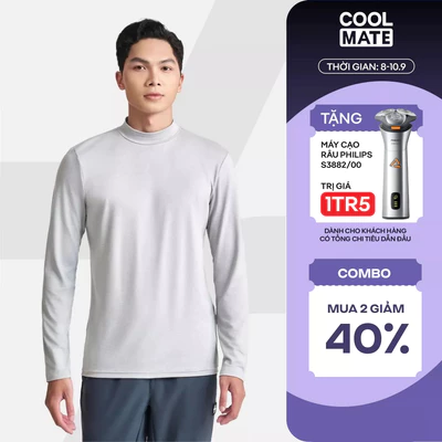 [MUA 2 GIẢM 40%]Áo giữ nhiệt mặc trong Essential Brush Poly cổ trung mềm mại, giữ ấm tốt Coolmate
