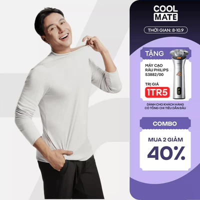 [MUA 2 GIẢM 40%]Áo giữ nhiệt Nam ExWarm Cổ thấp mềm mại, co giãn giữ ấm tốt, áo dài tay thu đông COOLMATE