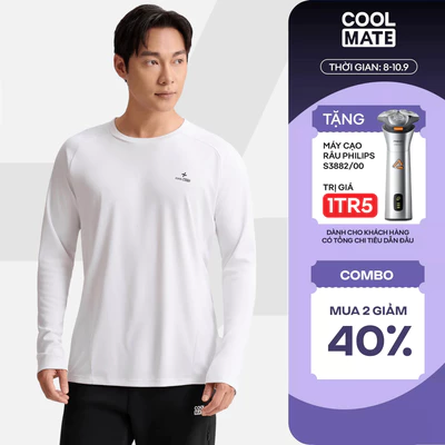 [MUA 2 GIẢM 40%]Áo thun thể thao nam dài tay Logo Active form Regular tập Gym Pickleball thấm hút Coolmate